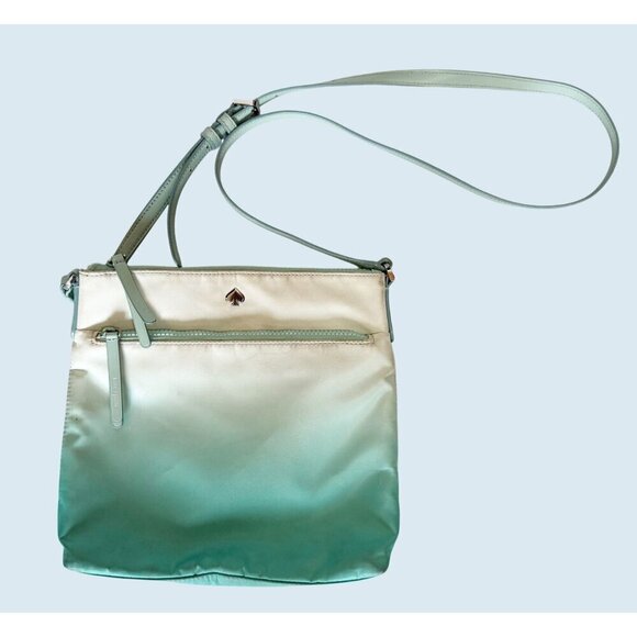 KATE SPADE Jae Degrade Mint Green Ombre Flat Crossbody Bag Purse - Picture 1 of 6